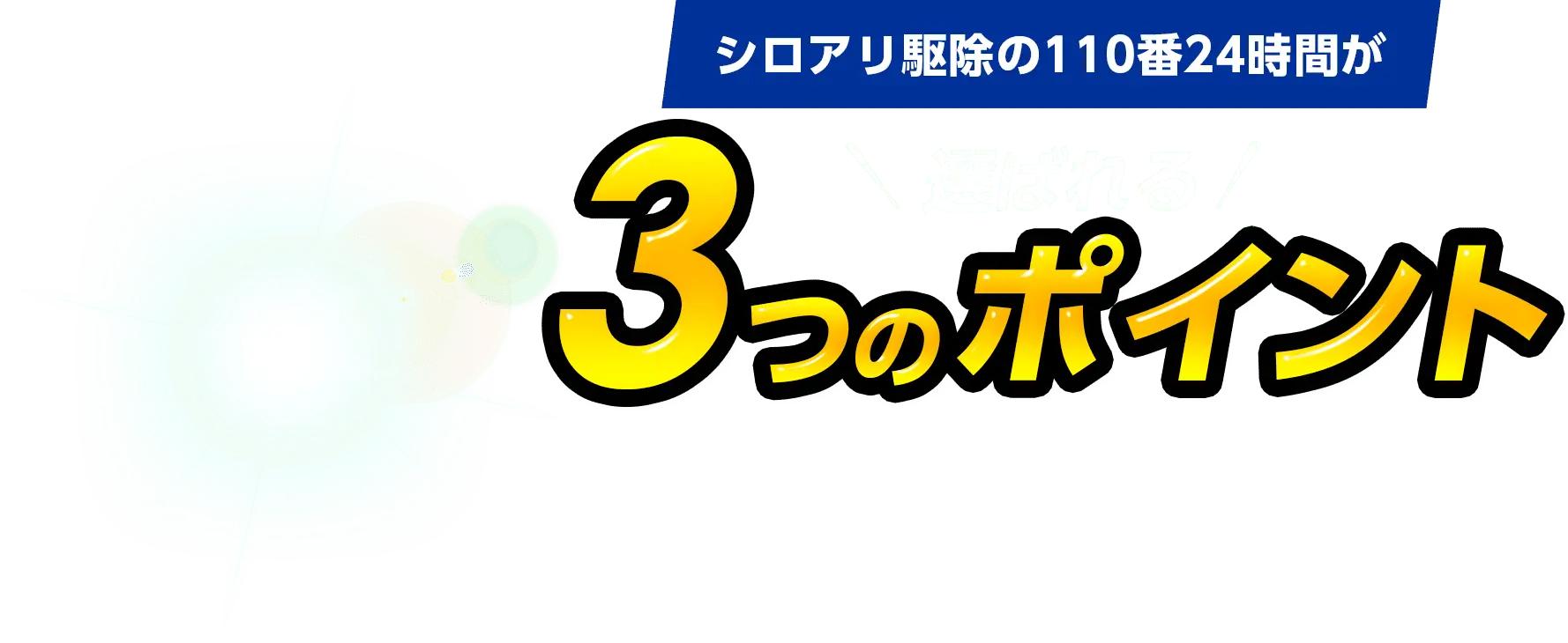 シロアリ駆除の110番24時間が選ばれる3つのポイント